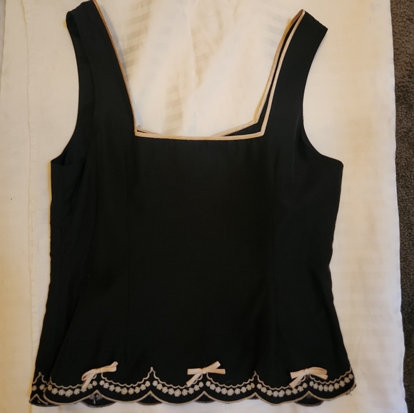 Anthropologie black corset top with pink  trim and bow detail - Picture 10 of 10